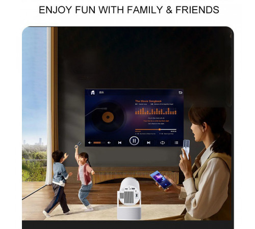 Проектор SU YOSD HY 300Pro + 2 мікрофона Karaoke (260 Ansi, Android 11, Bluetooth + WiFi, 1080P)