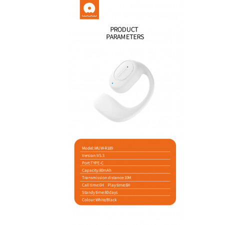 Bluetooth гарнітура WUW R189 V5.3, Type-C