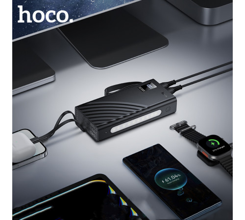 УМБ Power Bank Hoco J155 Shine 20000mAh 22.5W+PD20W з ліхтарем (with cable Type-C+Micro+Lightning+USB)
