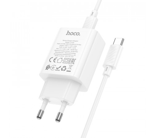 Мережевий зарядний пристрій Hoco C143A Benefit PD20W Type-C to Type-C