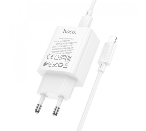 Мережевий зарядний пристрій Hoco C143A Benefit PD20W Type-C to Lightning