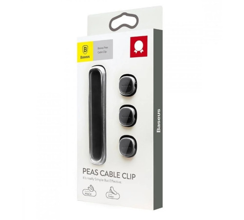 Тримач-затискач для кабелю магнітний Baseus Peas Cable Clip Black (ACWDJ-01)
