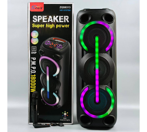 УЦІНКА Колонка Sing-e ZQS8313 RGB з мікрофоном 20W*3, 5000mAh (82,8*29,0*28,1 см) (Дефект в описі)