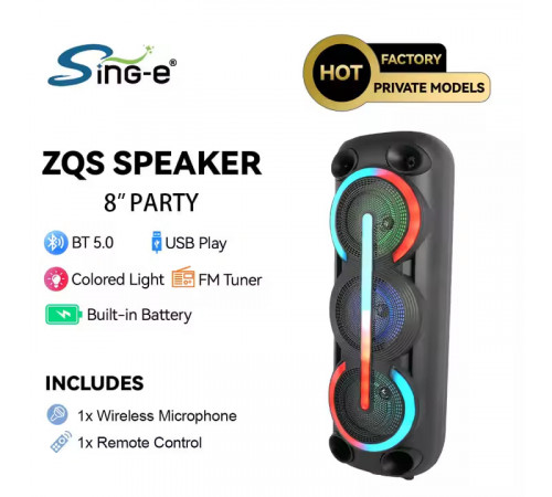 УЦІНКА Колонка Sing-e ZQS8313 RGB з мікрофоном 20W*3, 5000mAh (82,8*29,0*28,1 см) (Дефект в описі)