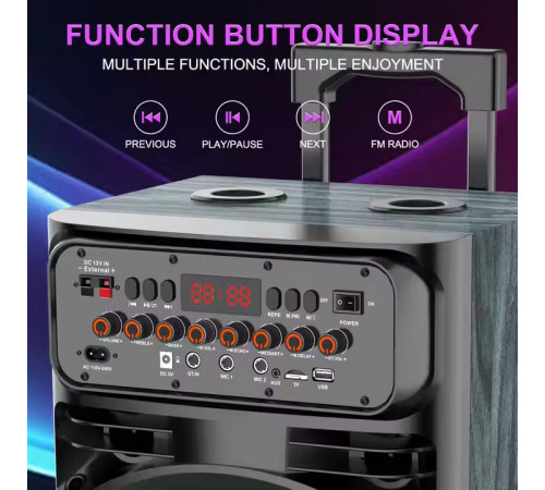 УЦІНКА Колонка Sing-e JQS9033 Powerful RGB з 2-ма мікрофонами 30W*2, 5000mAh (89,8*28,0*31,0 см) (розбита передня панель управління)