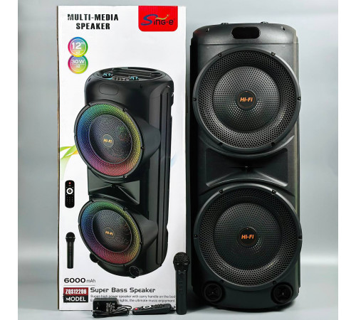 УЦІНКА Колонка Sing-e ZQS12206 RGB з мікрофоном 30W*2, 6000mAh (90,0*35,0*34,0 см) (не працює регулятор гучності)