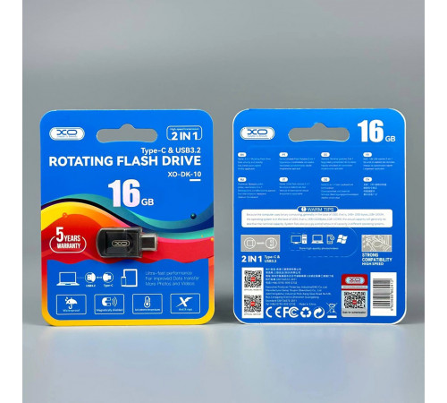 USB флеш XO DK10 16GB USB3.2+Type-C Швидкісна