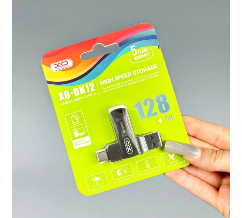 USB флеш XO DK12 128GB USB3.2+Type-C Швидкісна