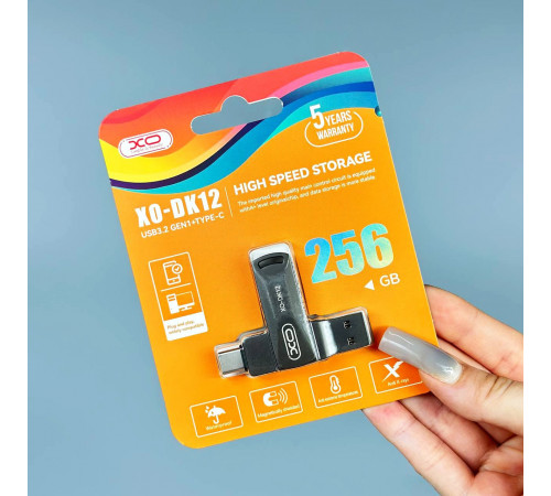 USB флеш XO DK12 256GB USB3.2+Type-C Швидкісна