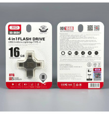 USB флеш XO DK04 16GB 4in1 USB+Micro+Lightning+Type-C USB2.0