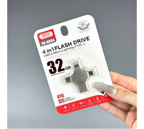 USB флеш XO DK04 32GB 4in1 USB2.0+Micro+Lightning+Type-C