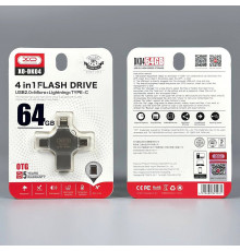 USB флеш XO DK04 64GB 4in1 USB2.0+MicroUSB+Lightning+Type-C