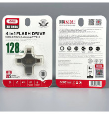 USB флеш XO DK04 128GB 4in1 USB+MicroUSB+Lightning+Type-C USB2.0