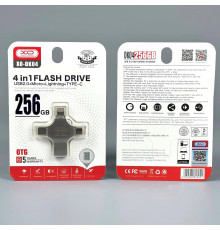 USB флеш XO DK04 256GB 4in1 USB+MicroUSB+Lightning+Type-C USB2.0