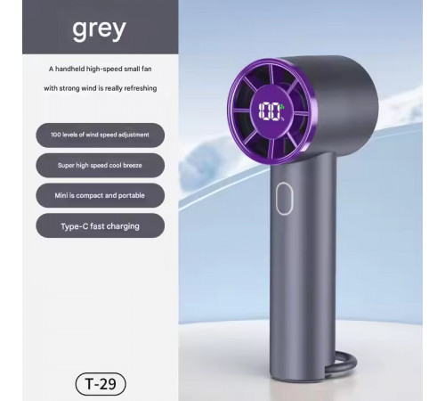Вентилятор T29 з цифровим дисплеєм 3000mAh (з вбуд. акум.) (15,4см)