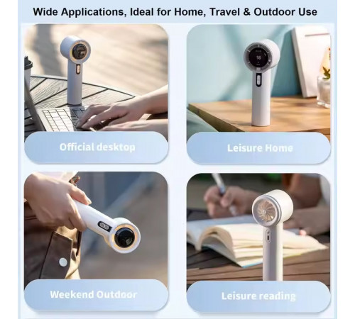 Вентилятор 638 з цифровим дисплеєм 1800mAh (з вбуд. акум.) (16,5см)