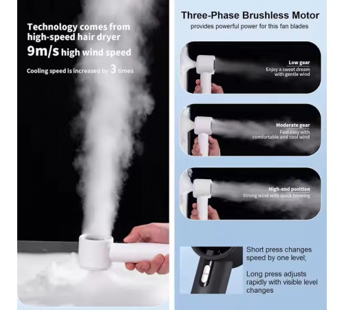 Вентилятор 638 з цифровим дисплеєм 1800mAh (з вбуд. акум.) (16,5см)