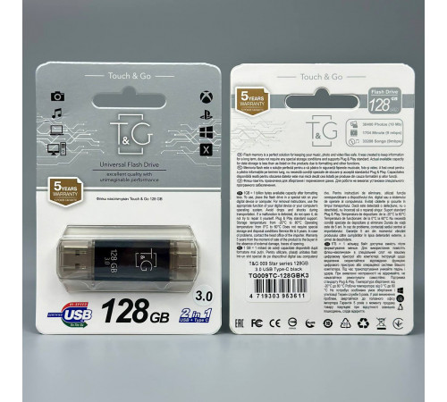 USB флеш T&G 128Gb Star 009 (USB+Type-C) USB 3.0 Швидкісна