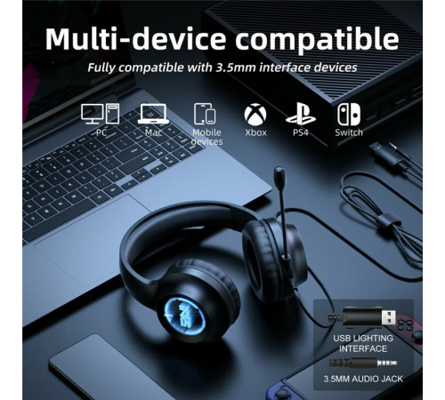 Навушники комп'ютерні Onikuma X36 RGB з мікрофоном