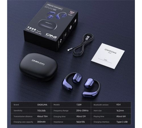 Бездротові навушники Onikuma T209 OWS AI Translation (з функцією перекладу)