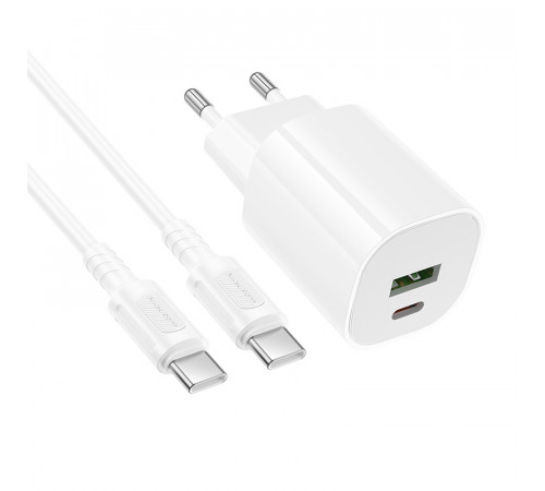 Мережевий зарядний пристрій Borofone BA104A Pudding PD20W+QC3.0 Type-C to Type-C