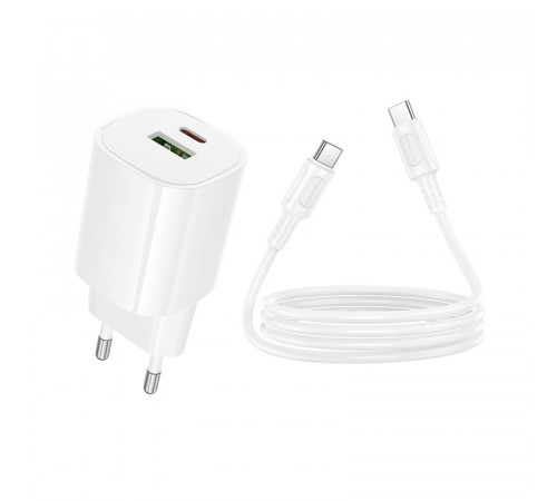 Мережевий зарядний пристрій Borofone BA104A Pudding PD20W+QC3.0 Type-C to Type-C