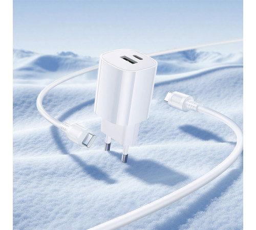 Мережевий зарядний пристрій Borofone BA104A Pudding PD20W+QC3.0 Type-C to Type-C