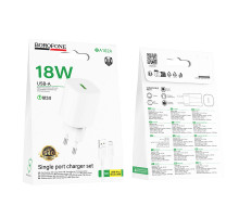 Мережевий зарядний пристрій Borofone BA102A Pudding QC3.0 Micro