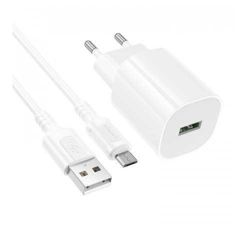 Мережевий зарядний пристрій Borofone BA102A Pudding QC3.0 Micro