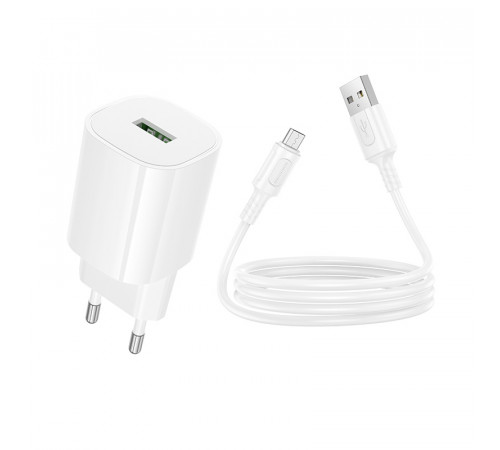 Мережевий зарядний пристрій Borofone BA102A Pudding QC3.0 Micro