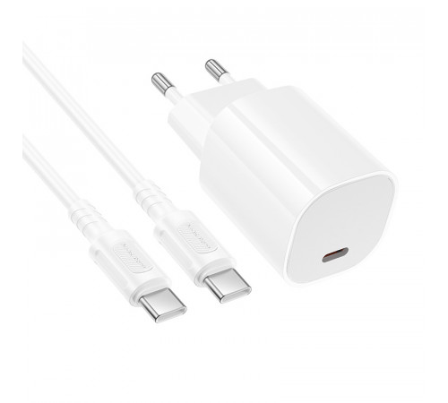 Мережевий зарядний пристрій Borofone BA103A Pudding PD20W Type-C to Type-C