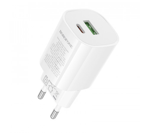 Мережевий зарядний пристрій Borofone BA104A Pudding PD20W+QC3.0