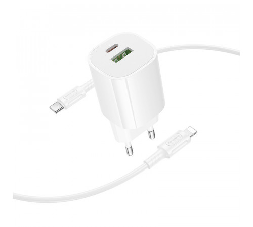 Мережевий зарядний пристрій Borofone BA104A Pudding PD20W+QC3.0 Type-C to Lightning