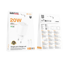Мережевий зарядний пристрій Borofone BA103A Pudding PD20W Type-C to Lightning