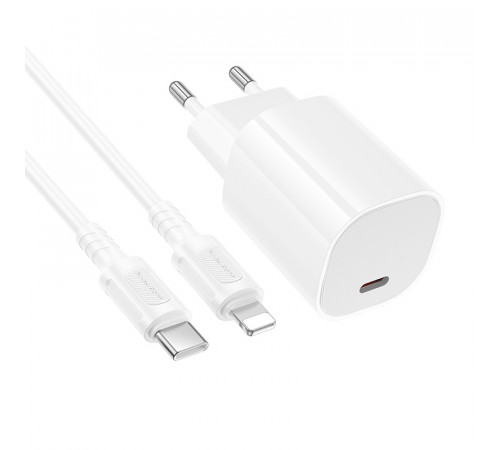 Мережевий зарядний пристрій Borofone BA103A Pudding PD20W Type-C to Lightning