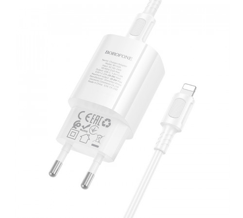 Мережевий зарядний пристрій Borofone BA103A Pudding PD20W Type-C to Lightning