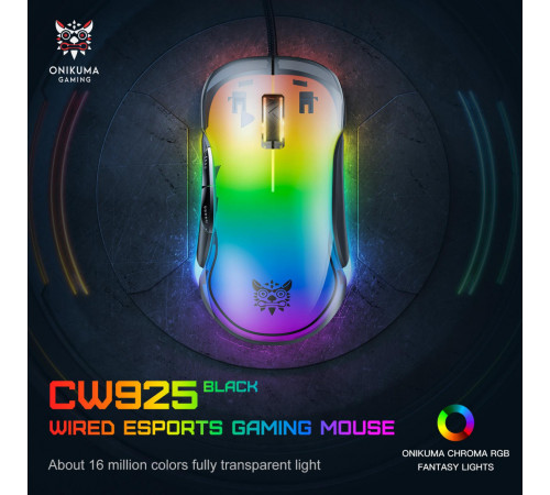 Мишка Games дротова Onikuma CW925 RGB (DPI:6-12800)