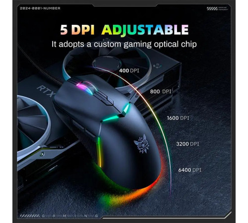 Мишка Games дротова Onikuma CW929 RGB (DPI:400-6400)