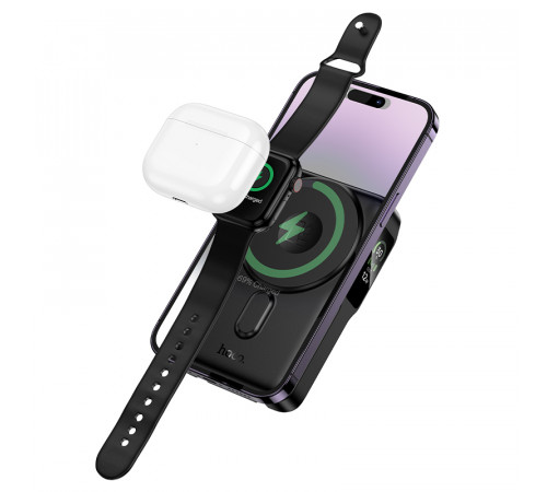 УМБ Power Bank Hoco Q48 Core 10000mAh PD20W з бездротовою зарядкою, зарядкою для годинника та з підставкою (with cable Type-C+Lightning)