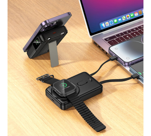 УМБ Power Bank Hoco Q48 Core 10000mAh PD20W з бездротовою зарядкою, зарядкою для годинника та з підставкою (with cable Type-C+Lightning)