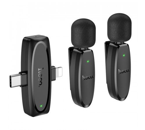 Бездротовий петличний мікрофон Hoco L15 Dual-mic Lightning+Type-C