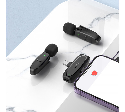 Бездротовий петличний мікрофон Hoco L15 Dual-mic Lightning+Type-C