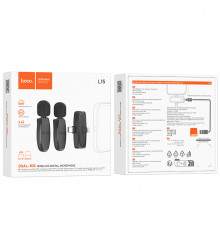 Бездротовий петличний мікрофон Hoco L15 Dual-mic Lightning+Type-C