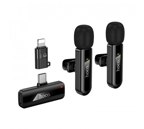 Бездротовий петличний мікрофон Hoco L20A Fair dual-mic Lightning+Type-C
