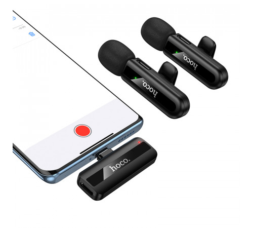 Бездротовий петличний мікрофон Hoco L20A Fair dual-mic Lightning+Type-C