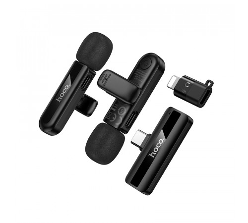 Бездротовий петличний мікрофон Hoco L20A Fair dual-mic Lightning+Type-C