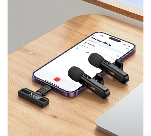 Бездротовий петличний мікрофон Hoco L20A Fair dual-mic Lightning+Type-C