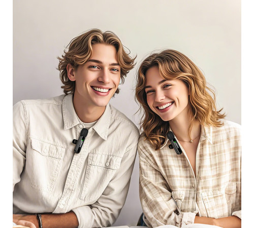 Бездротовий петличний мікрофон Hoco L20A Fair dual-mic Lightning+Type-C