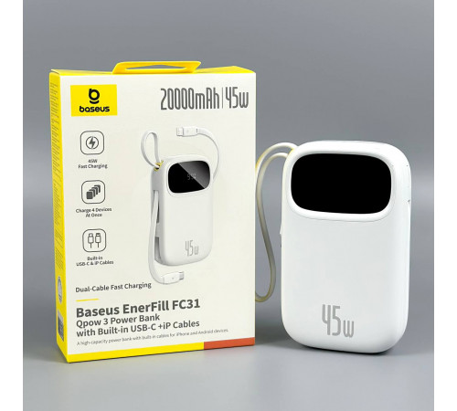 УМБ Power Bank Baseus EnerFill FC31 Qpow 3 20000mAh 45W (with cable Type-C+Lightning) (E0028D01)