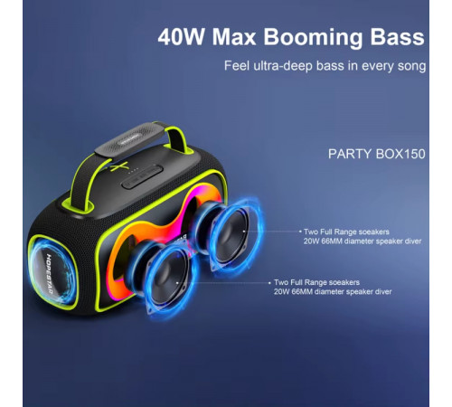 Колонка HOPESTAR Party Box 150 RGB 40W, 8800mAh (29,2*13,3*14,7 см)